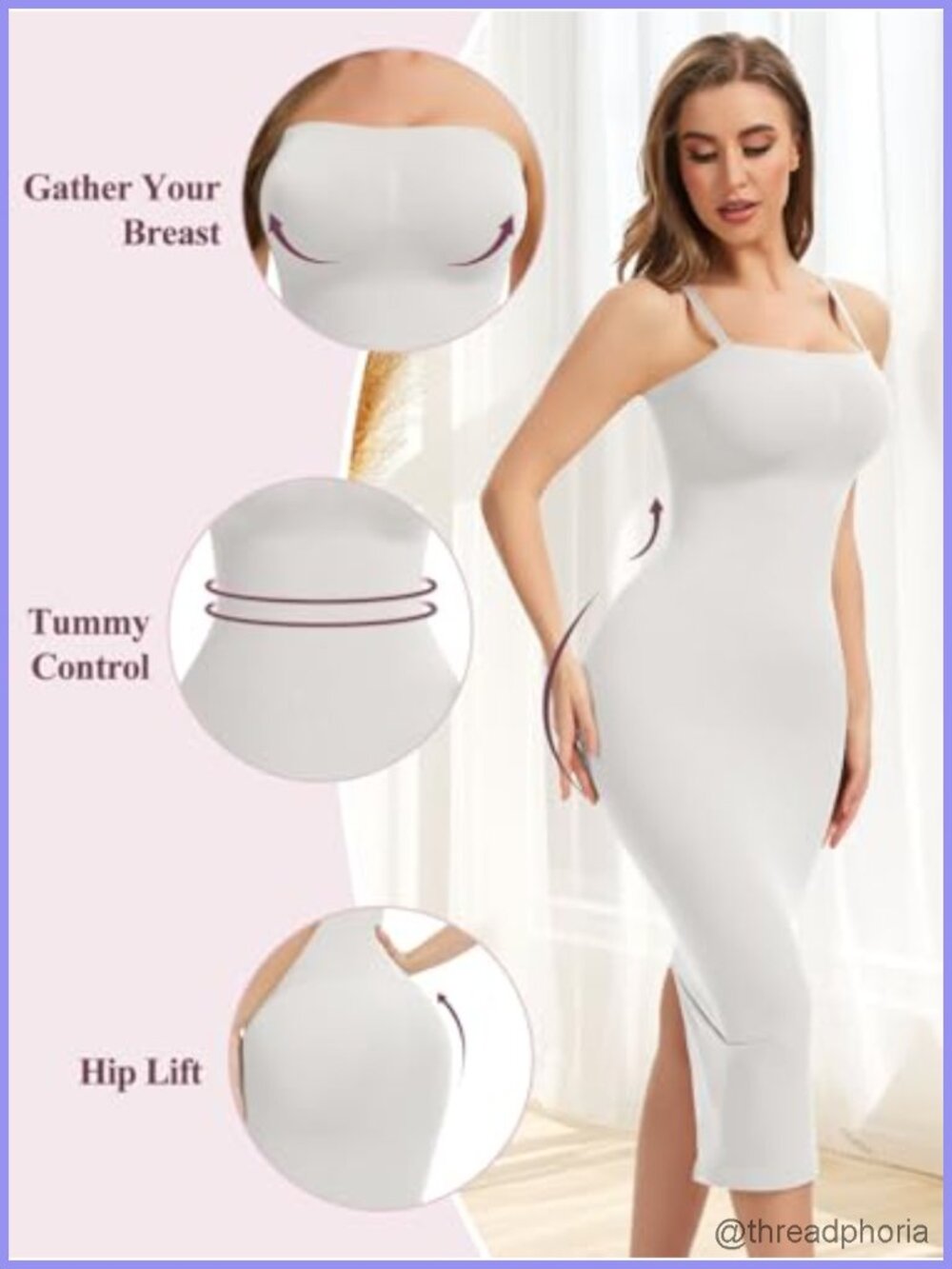 Strapless Shapewear Slip Detachable Straps Tummy Control Full Slip - Picture 4 of 6